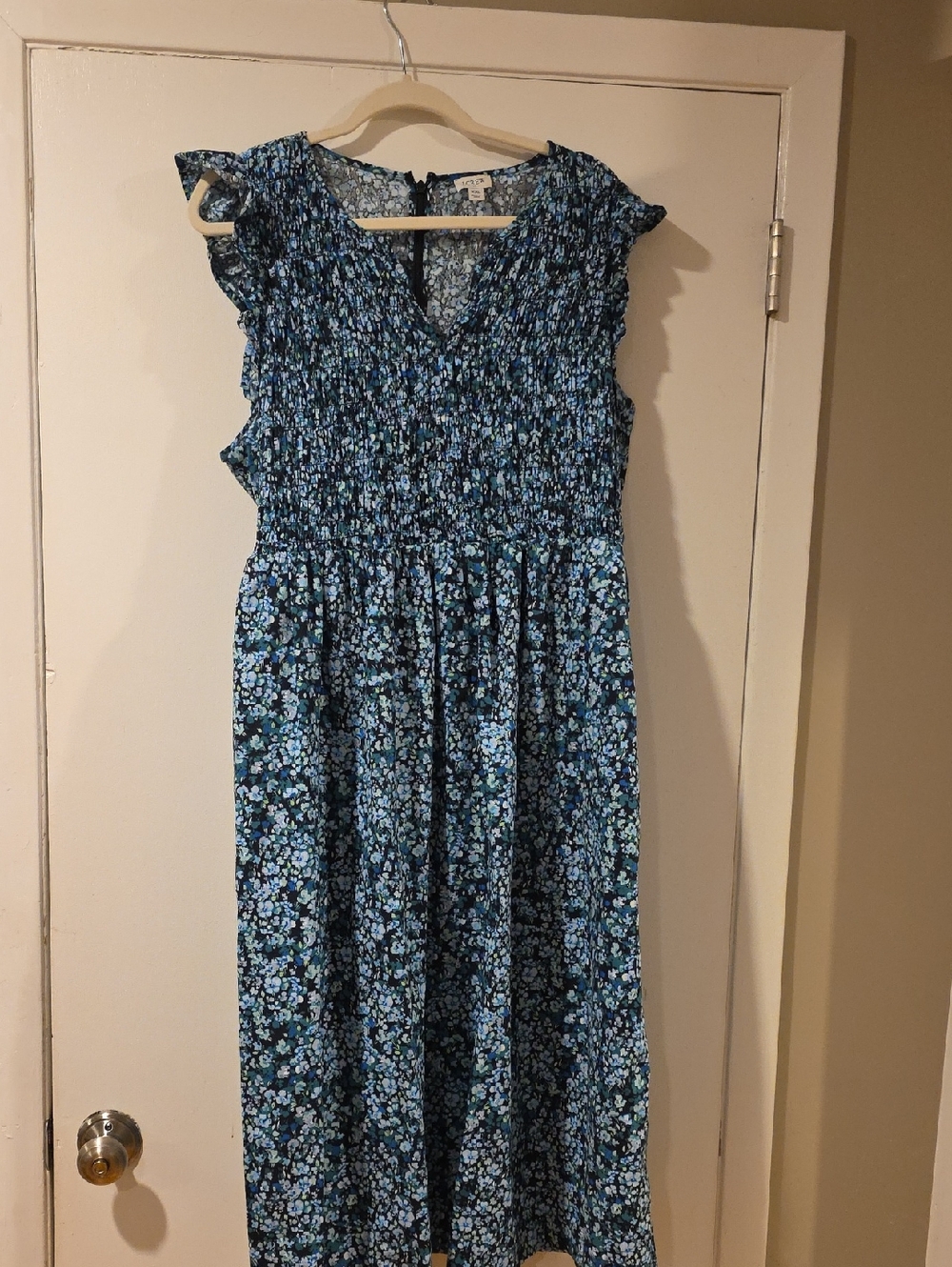 J. Crew Blue and Green Floral Dress